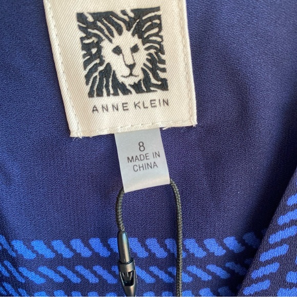 Anne Klein Blue Wrap Midi Dress with Cuffed Sleeves - Picture 2 of 12